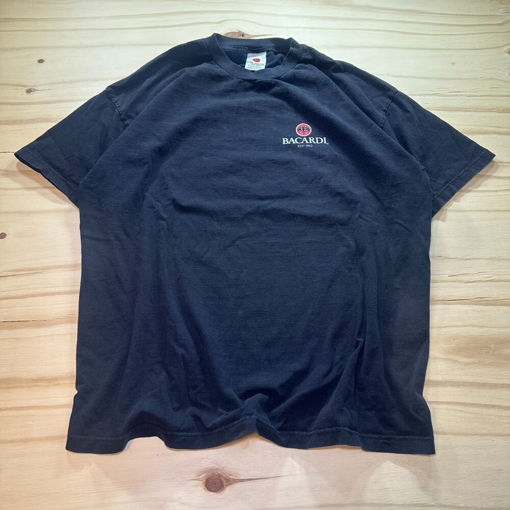 Vintage 90s Bacardi Night Out Black Faded Graphic T-Shirt Mens XL